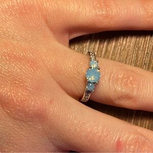 Elegant Blue Gemstone Silver Ring